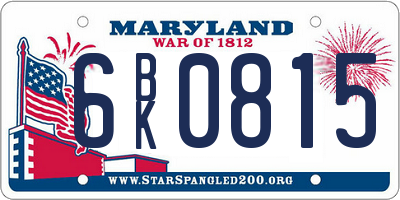 MD license plate 6BK0815
