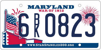 MD license plate 6BK0823