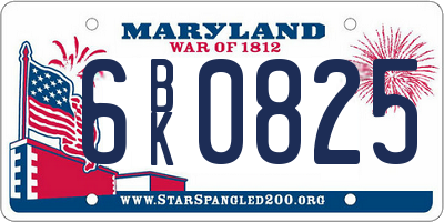 MD license plate 6BK0825