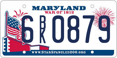 MD license plate 6BK0879