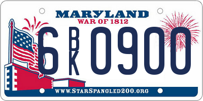 MD license plate 6BK0900