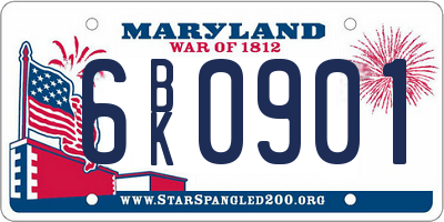 MD license plate 6BK0901