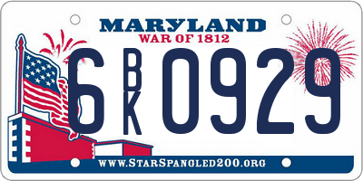 MD license plate 6BK0929