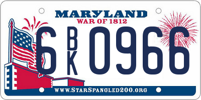 MD license plate 6BK0966