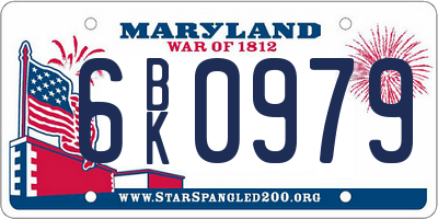 MD license plate 6BK0979