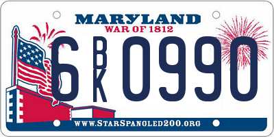 MD license plate 6BK0990