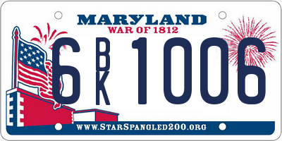 MD license plate 6BK1006
