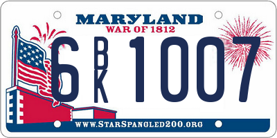 MD license plate 6BK1007