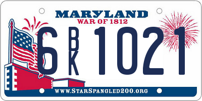 MD license plate 6BK1021