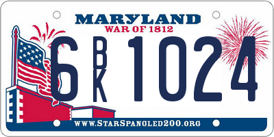 MD license plate 6BK1024