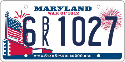 MD license plate 6BK1027
