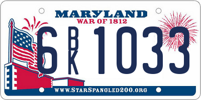 MD license plate 6BK1033