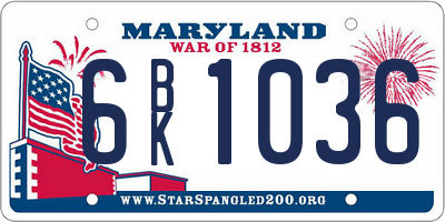 MD license plate 6BK1036