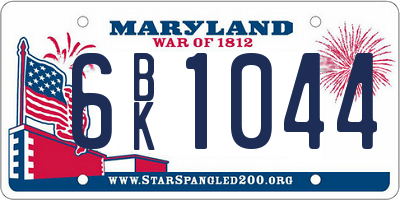 MD license plate 6BK1044