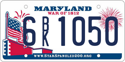 MD license plate 6BK1050