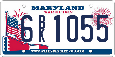MD license plate 6BK1055
