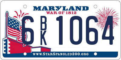 MD license plate 6BK1064