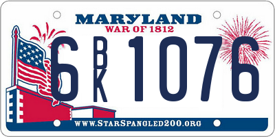 MD license plate 6BK1076