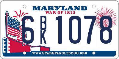 MD license plate 6BK1078
