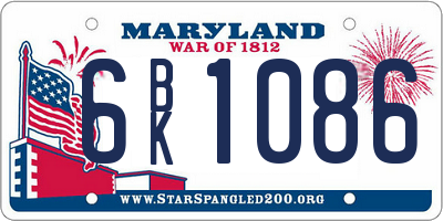 MD license plate 6BK1086