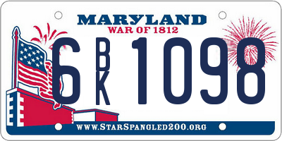 MD license plate 6BK1098