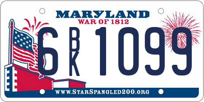 MD license plate 6BK1099