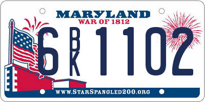 MD license plate 6BK1102