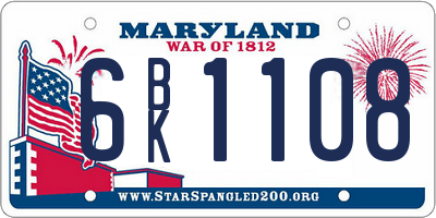 MD license plate 6BK1108