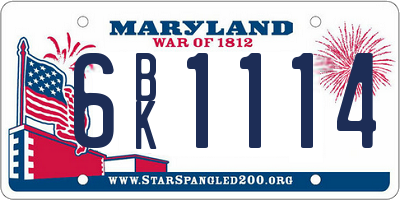 MD license plate 6BK1114