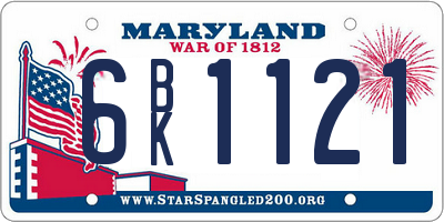 MD license plate 6BK1121