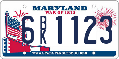 MD license plate 6BK1123