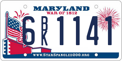 MD license plate 6BK1141