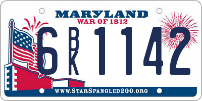 MD license plate 6BK1142