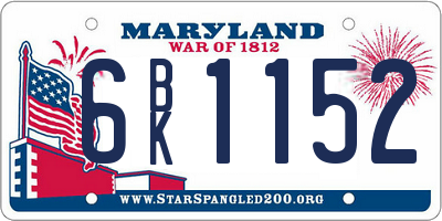 MD license plate 6BK1152