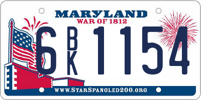 MD license plate 6BK1154