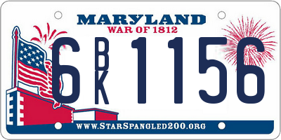 MD license plate 6BK1156