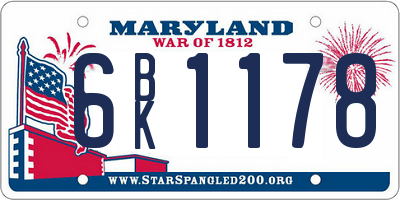 MD license plate 6BK1178
