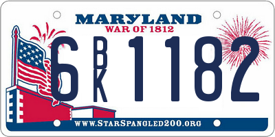 MD license plate 6BK1182