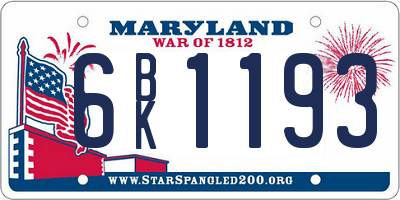 MD license plate 6BK1193