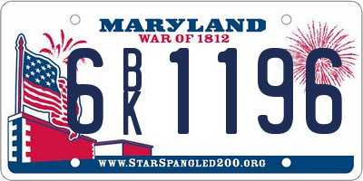 MD license plate 6BK1196