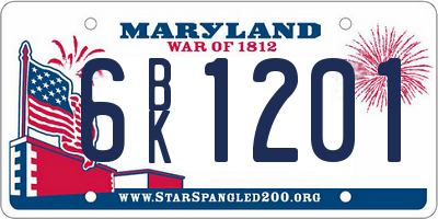 MD license plate 6BK1201