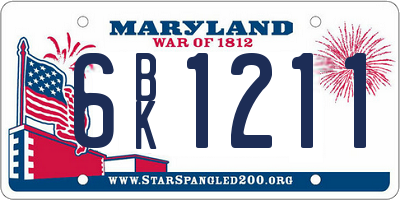MD license plate 6BK1211