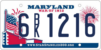 MD license plate 6BK1216