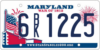 MD license plate 6BK1225