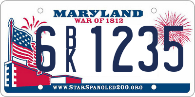 MD license plate 6BK1235