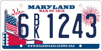 MD license plate 6BK1243