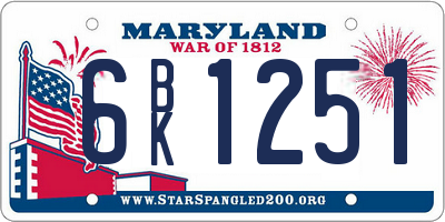 MD license plate 6BK1251