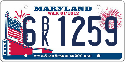 MD license plate 6BK1259