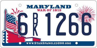 MD license plate 6BK1266