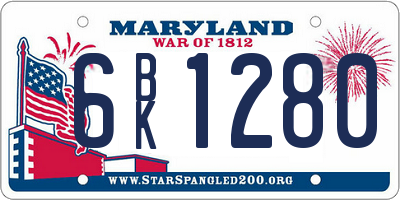 MD license plate 6BK1280